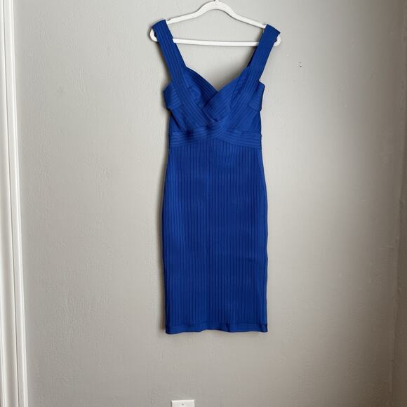House of CB Bodycon Dress Sharna Cobalt Blue Cinch Waist Bandage Dress Medium - Picture 3 of 13